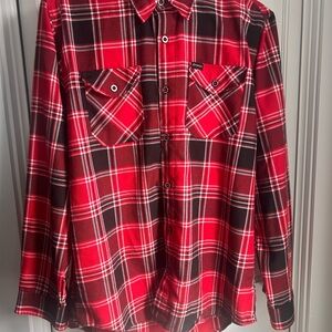 Dixxon snap on Red Plaid Button-Up Flannel Shirt